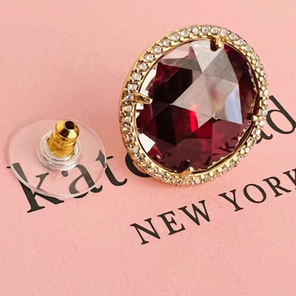 KATE SPADE NEW YORK she has spark halo studs earrings, Fuchsia/Purple,‎ NWT - Picture 12 of 12